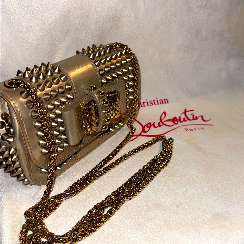 Christian Louboutin Gold Studded Bag - Picture 7 of 16
